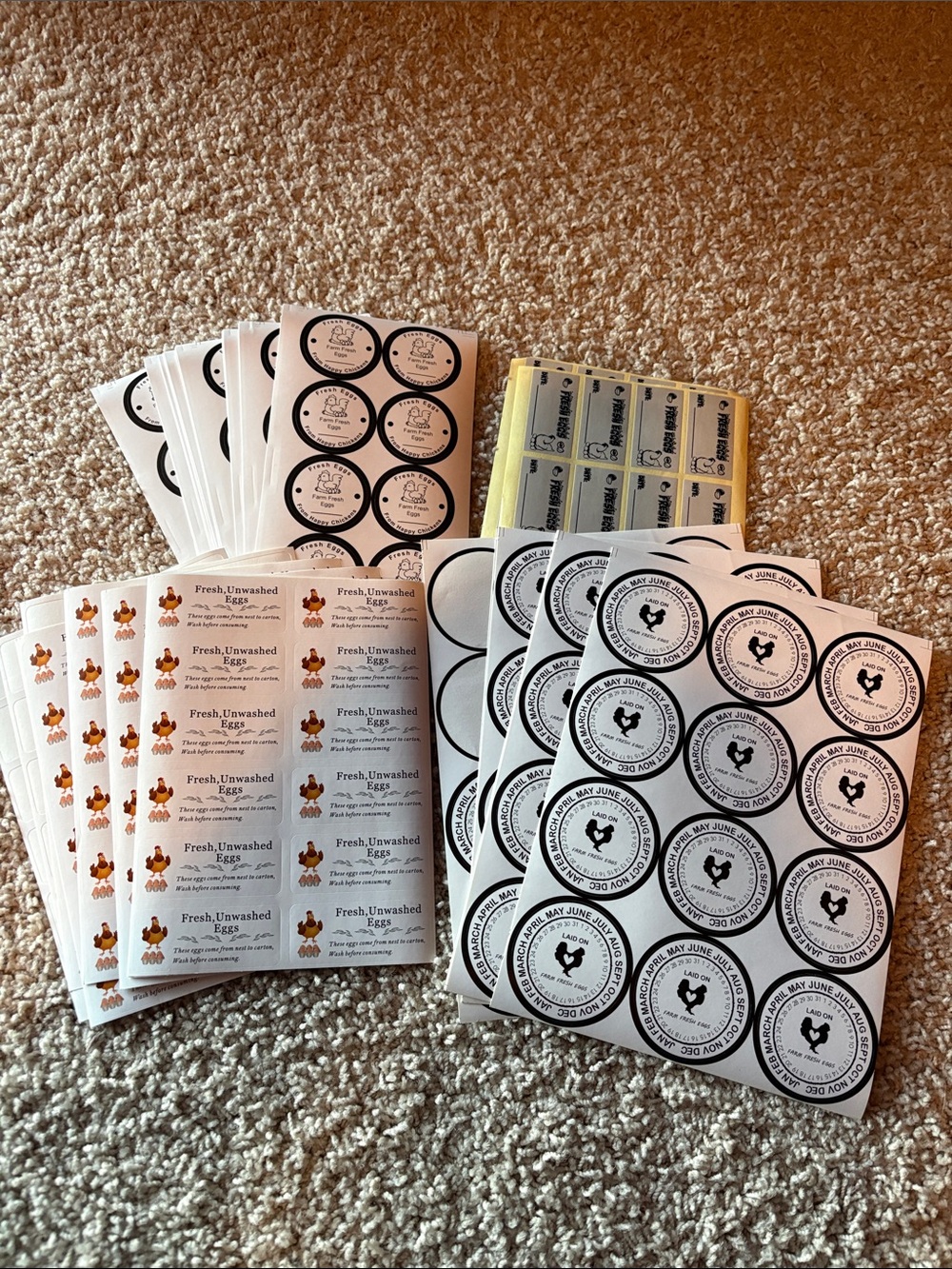 Custom Farm Fresh Egg Stickers - Black & White and Yellow Options